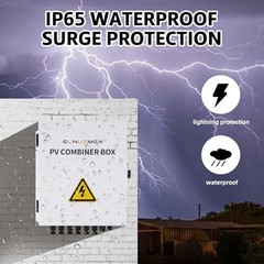 6 String Solar Combiner Box, 20A Fuse, Surge Protection & 63A Circuit Breaker