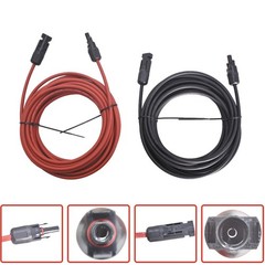 30Ft 10AWG Black + Red Solar Panel Extension Cable Wire Connector