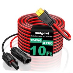 12AWG XT60 Solar Cable 10FT – Charging Cable 3 15 20 30 40 – Black & Red 10
