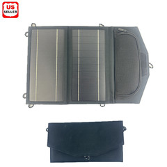 14W USB ETFE Solar Panel Folding Power Bank Outdoor Camping Hiking Phone Charger