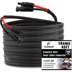 Twin Wire 40FT Solar Extension Cable – 10AWG 6mm² Solar Panel Connector, with…
