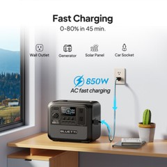 BLUETTI AC70 1000W 768Wh Portable Power Station Solar Generator for Fishing/Trip