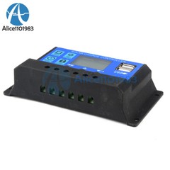Solar Panel 12V 24V 10A 20A 30A Battery Charge Controller LCD Regulator Dual USB
