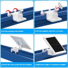 2 Pack Gutter Mount Compatible Ring Solar Panel 360°Adjustable Universal Panel