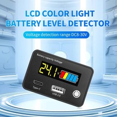 High Accuracy Battery Level Indicator QC3.0 USB Type C Analyzer for Solar Car
