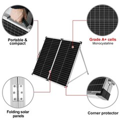 DOKIO 150W Foldable Solar Panel Suitcase with Charge Controller, Gray | Folds…