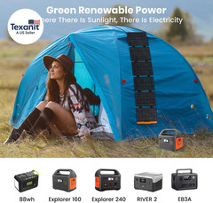 60W Portable Solar Panels Chargers with PD3.0 USB-C,QC3.0 USB-A and DC Outputs F