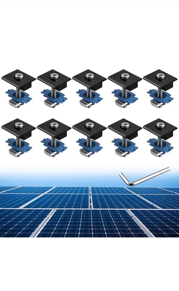 10 Pcs Solar Panel Middle Clamps 35mm Aluminium Solar Panel Mount Mid Clips