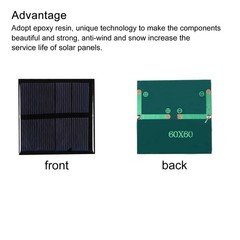 Mini Solar Cell Panel 2V 150mA 0.3W 60mm x 60mm 2pcs