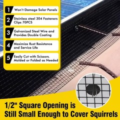 6in X 100ft Solar Panel Bird Guard,Solar Panel roof Protection net 1/2inch Me…