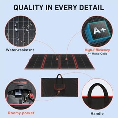 300W Portable Foldable Solar Panel Kit (20x38in, 15.3lb), with 300W 20x38in
