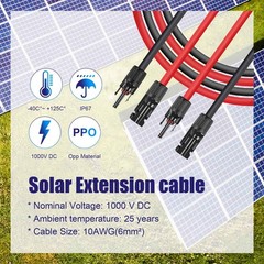 100FT 10 AWG Solar Panel Extension Cable PV Wire Solar Connectors Pair 6mm² US