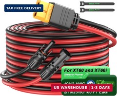 Bateria Power 10FT Solar Connector to XT60 Adapter Extension Cable, 12AWG Solar