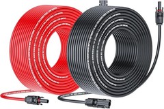 50ft 10AWG Waterproof Solar Extension Cable with Tool-Free MC4 Connectors