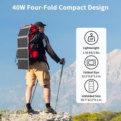 MHPOWOS 40W Portable Solar Panel Charger USB C, USB A And DC Outputs MH-SP-004