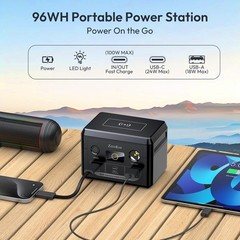 100W Portable Power Station, 96Wh Small Generator 30000mAh LiFePO4 Battery wi…