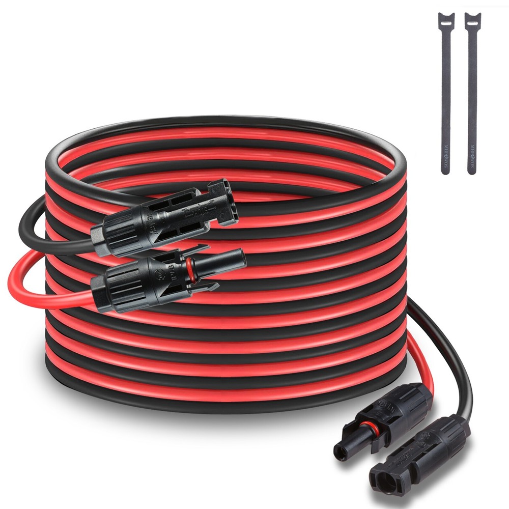 MHPOWOS Solar Panel Extension Cable 20FT 12AWG Female and Male Solar Connectors