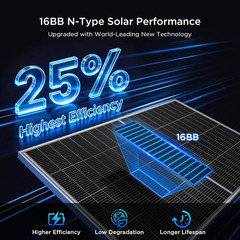 N-Type 16BB 200W Bifacial Solar Panel, 200W Solar Panel for 12V Battery Systems,