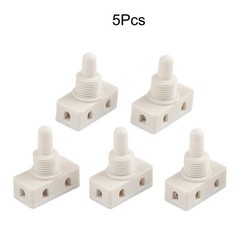 Plastic Push Button Switch White 2A 250V Self Locking for Lighting 5 Pieces