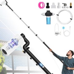 Electric Solar Panel Cleaning Brush and Pole Kit 20Ft 2 Speed Soap Dispenser