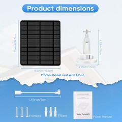 Solar Panel Ring Camera Spotlight Cam Pro Plus Battery 5W 13FT Cable Waterproof