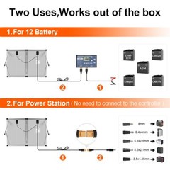 Dokio 100W Portable Foldable Glass Solar Panel Kit for Camping/Car Battery/Home
