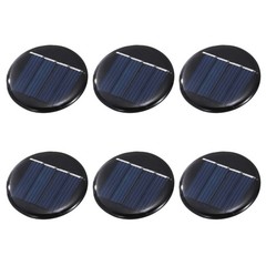 6Pcs 2V 0.08W 40mA Round Solar Panels, Solar Photovoltaic Power Cells