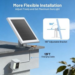 Solar Panel Charger for Ring Camera – IP68 Waterproof, 13ft Cable, USB-C Adapter