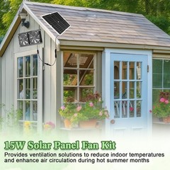 15W Solar Ventilation Fan Kit Waterproof DC for Chicken Coop & Greenhouse