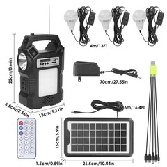 Portable Solar Power Station with Flashlight and 3 Lighting Bulbs