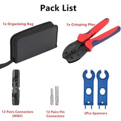 Solar Crimper Tool Kit 51 PCS Tools – a Crimper, 12 Pairs Black