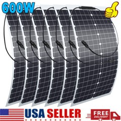150-600W Flexible Solar Panel IP67 12V Off-Grid for Roof RV Boat Battery Charger