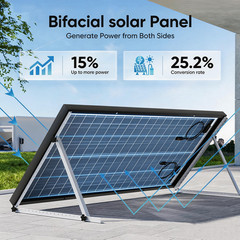 Bifacial 200W 400W Solar Panel N-Type Mono 12V Home Roof RV Camping Off Grid US