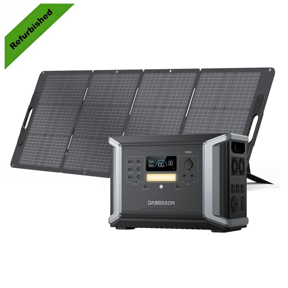 Dabbsson 1382Wh 2400W Power Station LiFePO4 Battery w/ Folding Solar Panel 120W