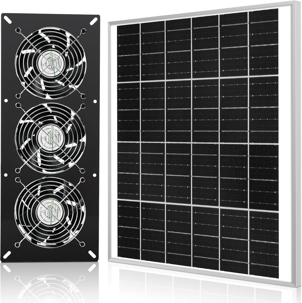 Fanspex Solar 3 Fan Kit, Waterproofed Solar Powered Fans for Outdoor Chicken Coo