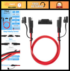 SAE to SAE Extension Cable 3FT 16AWG 2-Pin Quick Connect Polarity Reverse Adapte