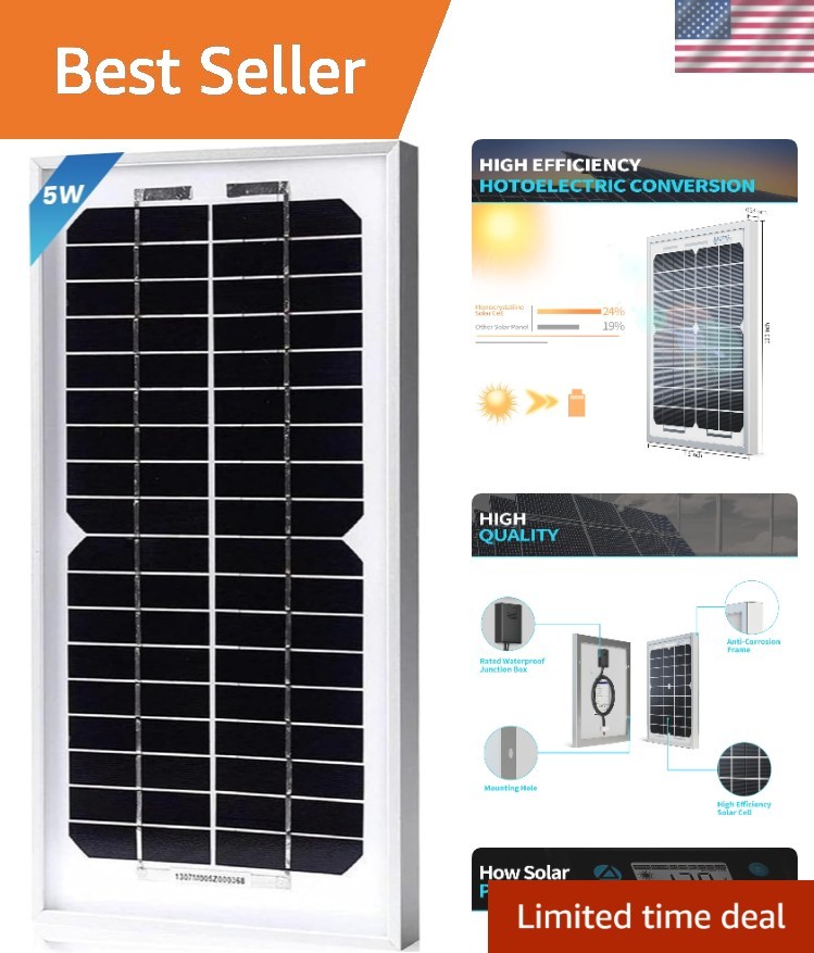 Compact 5W Solar Panel Charger – Perfect for Automotive, Marine & RV Batteries