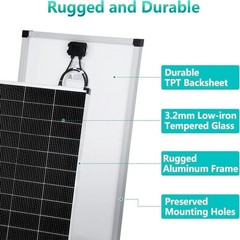 100W Solar Panel N-Type Mono Battery Power 18V PV Kit Roof Home RV Off-Grid US