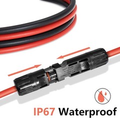 10 AWG Solar Panel Extension Cable PV Wire Solar Connectors Pair Black Red 6mm²
