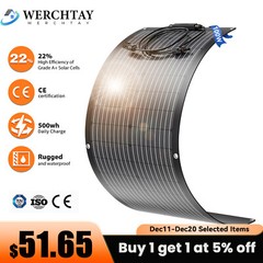 100W Watt Flexible 12V Mono Solar Panel Home RV Rooftop Camping Off-Grid Power