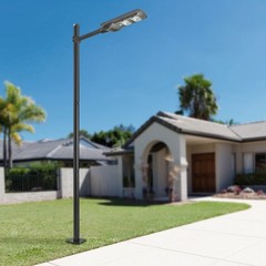 10ft Black Galvanized Steel Outdoor Parking Lot Lighting Post With Ground Cage