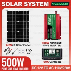 Grennova 500W True Power Solar Kit 60A MPPT Off-Grid RV Home Emergency Backup