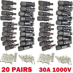 20 Pairs 30A 1000V DC Solar Panel Cable Connectors For 2.5m㎡ 4m㎡ 6m㎡ IP67