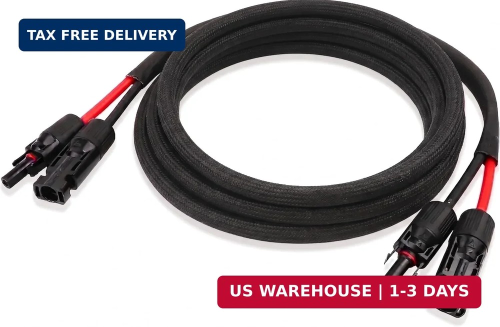 Solar Panel Extension Cable – 10AWG 10FT Solar Wire with Female & Male Waterproo