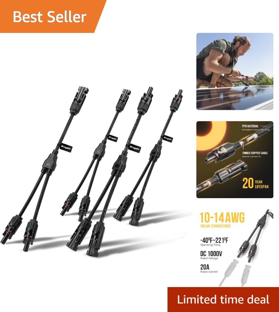 Quick Connect Solar Panel Connectors – 2 Pairs of 12-Pin Waterproof Adapters