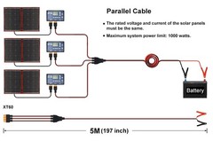 DOKIO XT60 Solar Panel Parallel Cable 5M (197ich) for Portable Solar Panel