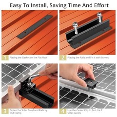 Solar Panel Mounting Kit – 10 Rails, End & Center Clamps, Wrench, Waterproof for