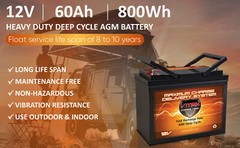 QTY 4 VMAX SLR60 SOLAR AGM DEEP CYCLE 12V 60AH EACH backup battery 12v 24v 48v