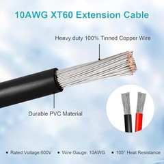 0AWG XT60 Extension Cable 2 3 505 20 25 30 35 40 50 7500FT XT60 Female 30FT 1