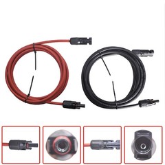 1 Pair 10 Feet Black + Red Solar Panel Extension Cable 10AWG Wire Connector